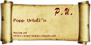 Popp Urbán névjegykártya
